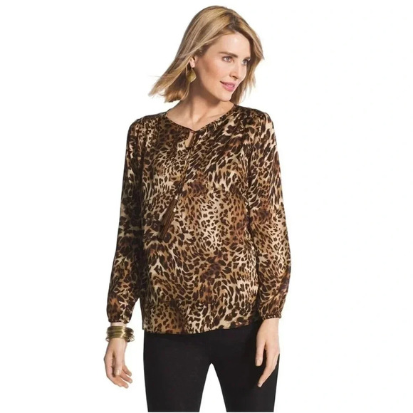 Chicos satin leopard tassel blouse - Picture 2 of 11